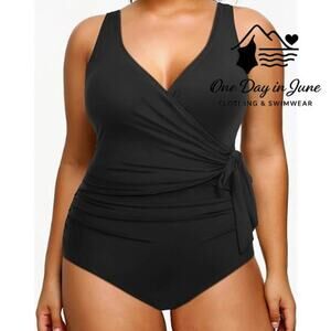 Yonique Plus Size Tie Side One Piece Swimsuit Size 20W
